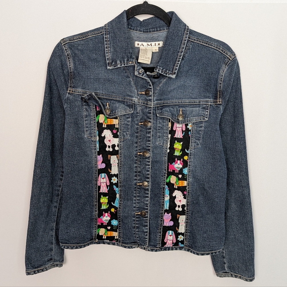 A.M.I Denim Jean Jacket Dog Graphics